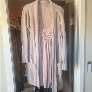 Barefoot Dreams Lace-Trimmed Cream Top